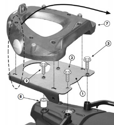 E194M Крепление верхних кофров Givi Monolock на BMW F650GS / F800GS 08-11