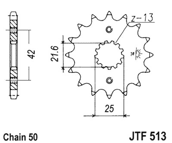 Звезда передняя JTF513.16RB с демпфером