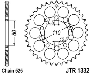 Звезда задняя JTR1332.40ZBK черная