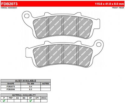 FDB2073ST Ferodo тормозные колодки