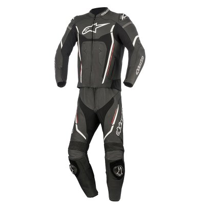 Мотокомбинезон кожаный MOTEGI v2 2PC LEATHER SUIT черно-бело-красный