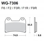 Тормозные колодки WRP WG-7306-F1R (SBS 706DC / FDB2099 / FA244)