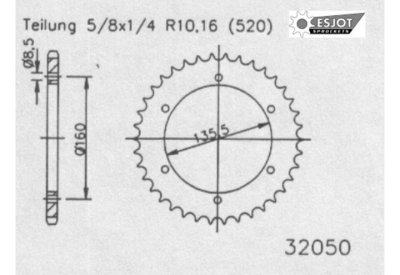 Звезда задняя ESJOT 50-32050-47