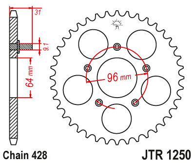 Звезда задняя JTR1250.48