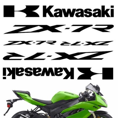 CRAZY IRON Комплект наклеек "KAWASAKI ZX-7R" белый