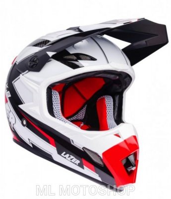 Шлем LAZER MX8 Geotech Pure Carbon черно-бело-красный