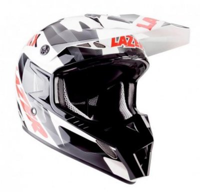 Шлем LAZER MX8 Pure Glass Geopop бело-черно-красный