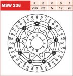 Тормозной диск для мотоциклов Lucas TRW MSW236