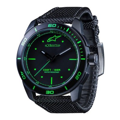 Часы TECH WATCH 3H BLACK - BLACK NYLON STRAP черно-зеленый