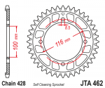 Звезда ведомая алюминиевая JTA462.51BLK (чёрная)