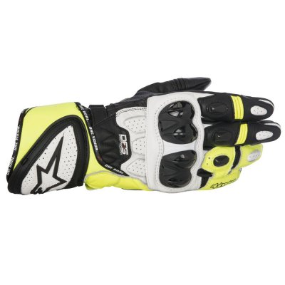 Перчатки кожаные GP PLUS R GLOVES черно-бело-желтый