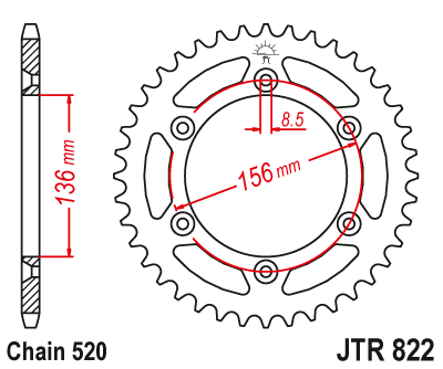 Звезда задняя JTR822.52