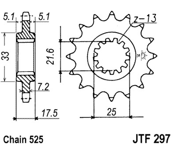 Звезда передняя JTF297.15RB