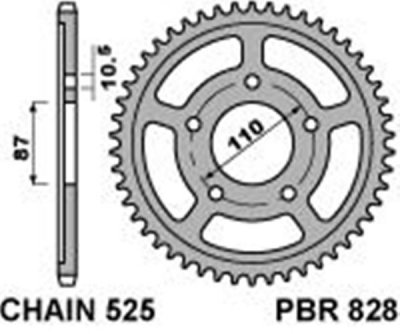 Звезда задняя PBR 828 45 C45 (JTR807.45)