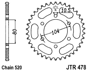 Звезда задняя JTR478.46ZBK черная