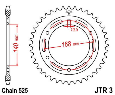 Звезда задняя JTR3.47ZBK черная