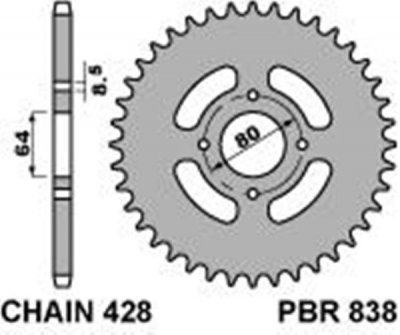 Звезда задняя PBR 838 45 C45 (JTR838.45)