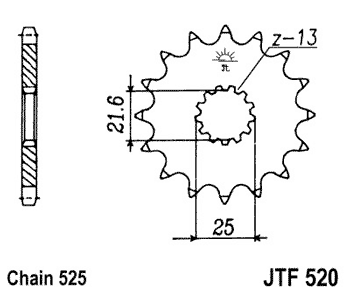 Звезда передняя JTF520.15RB с демфером