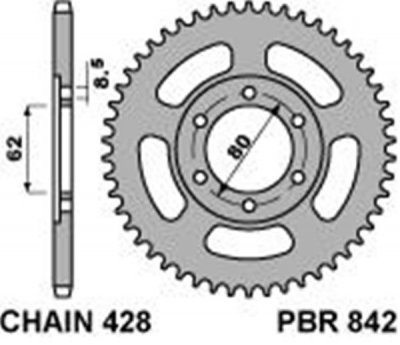 Звезда задняя PBR 842 50 C45 (JTR1842.50)