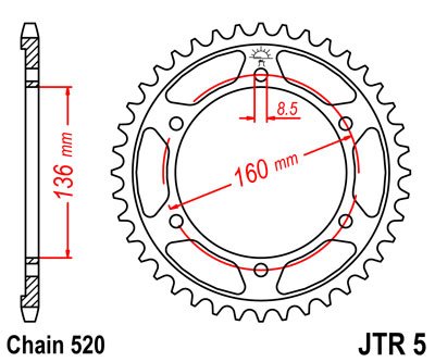 Звезда задняя JTR5.47ZBK черная