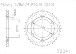 Звезда задняя приводная Esjot 50-32041 41 зуб (JTR808.41)