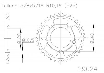 Звезда задняя Esjot 50-29024 44 зубьев (JTR1792.44)