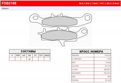 FDB2188SG Ferodo тормозные колодки