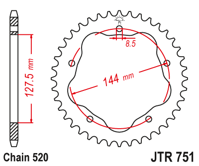 Звезда задняя JTR751.42