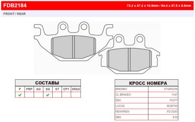 FDB2184SG Ferodo тормозные колодки