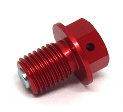 Магнитный сливной болт двигателя Zeta M12x12-P1.5 красный