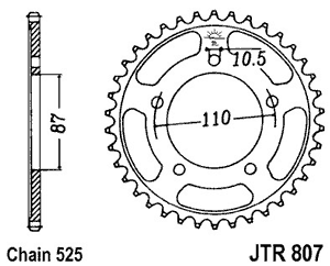 Звезда задняя JTR807.45ZBK черная