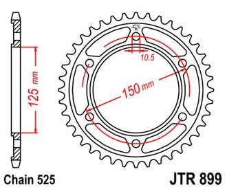 Звезда задняя JTR899.42ZBK черная