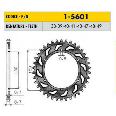 Звезда задняя (ведомая) Sunstar 1-5601-38 стальная (JTR479.38)