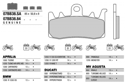 Brembo 07BB38SA Тормозные колодки