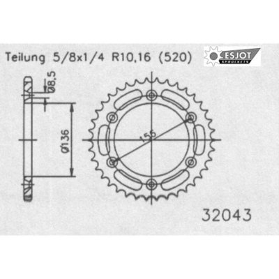 Звезда задняя Esjot 50-32043 44 зуба (JTR822.44)