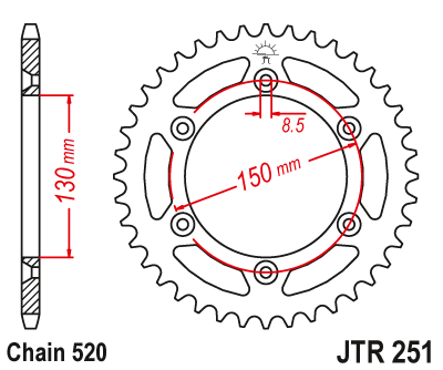 Звезда цепного привода JTR251.48SC