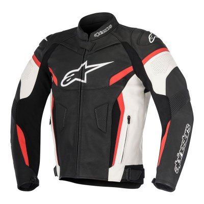 Куртка кожаная GP PLUS R V2 LEATHER JACKET черно-бело-красный