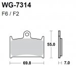 Тормозные колодки WRP WG-7314-F6 (FDB557 / FA145 / FA236)