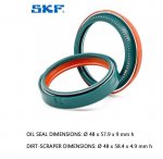 Комплект сальников двухкомпонентных + пыльник на одно перо SKF для вилки WP 48MM