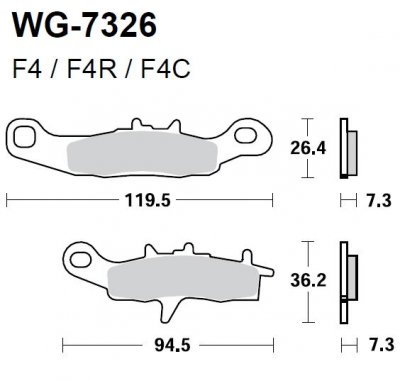 Тормозные колодки WRP WG-7326-F4R (FDB2080 / FDB2188 / FA258)