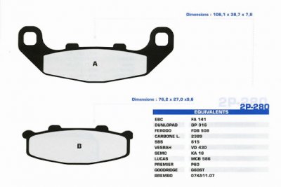 Тормозные колодки Nissin 2P-280NS