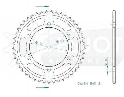 Звезда задняя Esjot 50-35004 45 зубьев (JTR865.45)