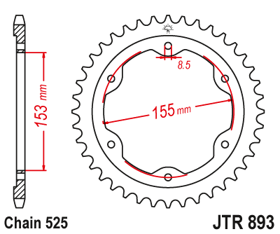 Звезда цепного привода JTR893.38ZBK