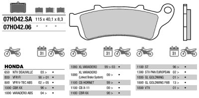 Brembo 07HO42SA колодки тормозные(FDB2073 и FDB2098)