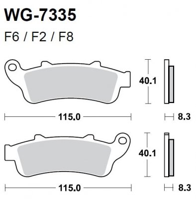 Тормозные колодки WRP WG-7335-F2 (FDB2098 / FDB2073 / FDB2075 / FA261 / FA281)