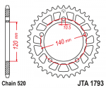 Звезда задняя алюминиевая JTA1793.47BLK