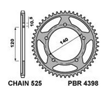 Звезда задняя PBR 4398 43 C45 (JTR1792.43)