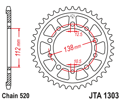Звезда задняя JTA1303.43 алюминиевая CBR600, CBR900RR под 520 цепь