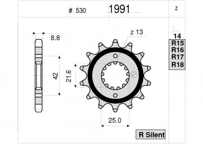 Звезда передняя Ognibene 1991-R17 (JTF519.17 / JTF513.17) с демпфером