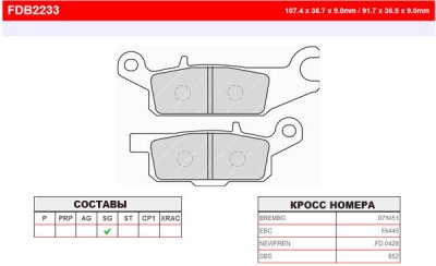 FDB2233SG Ferodo тормозные колодки